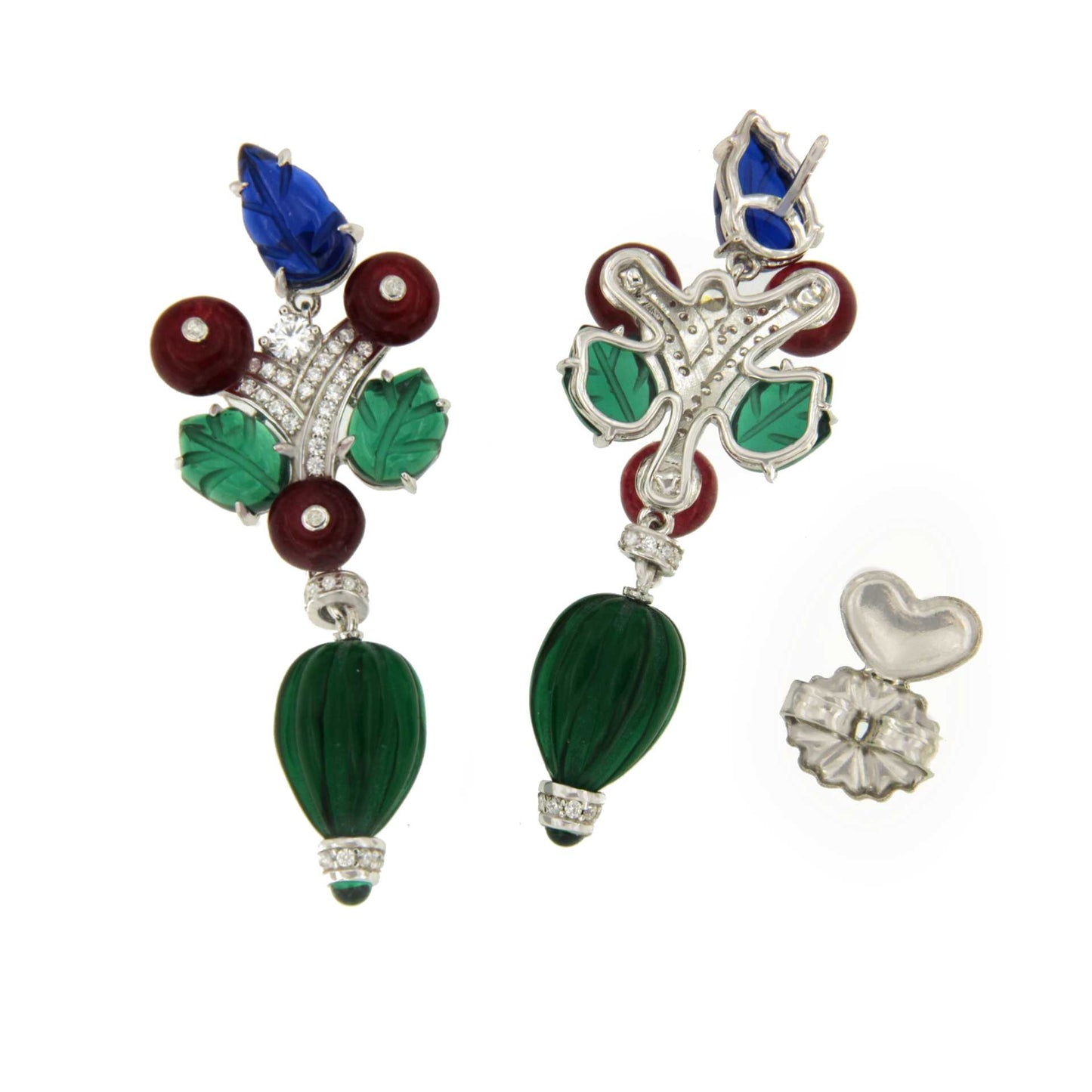 GRETA earrings, in sterling silver with tutti frutti gems