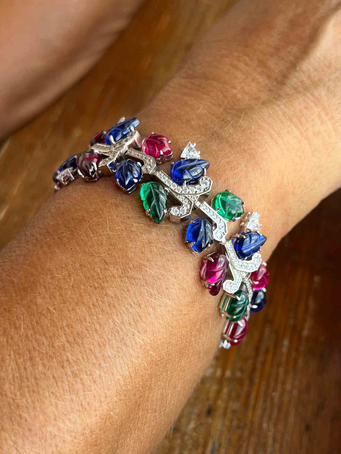 FRIDA bracelet, with colored stones in sterling silver