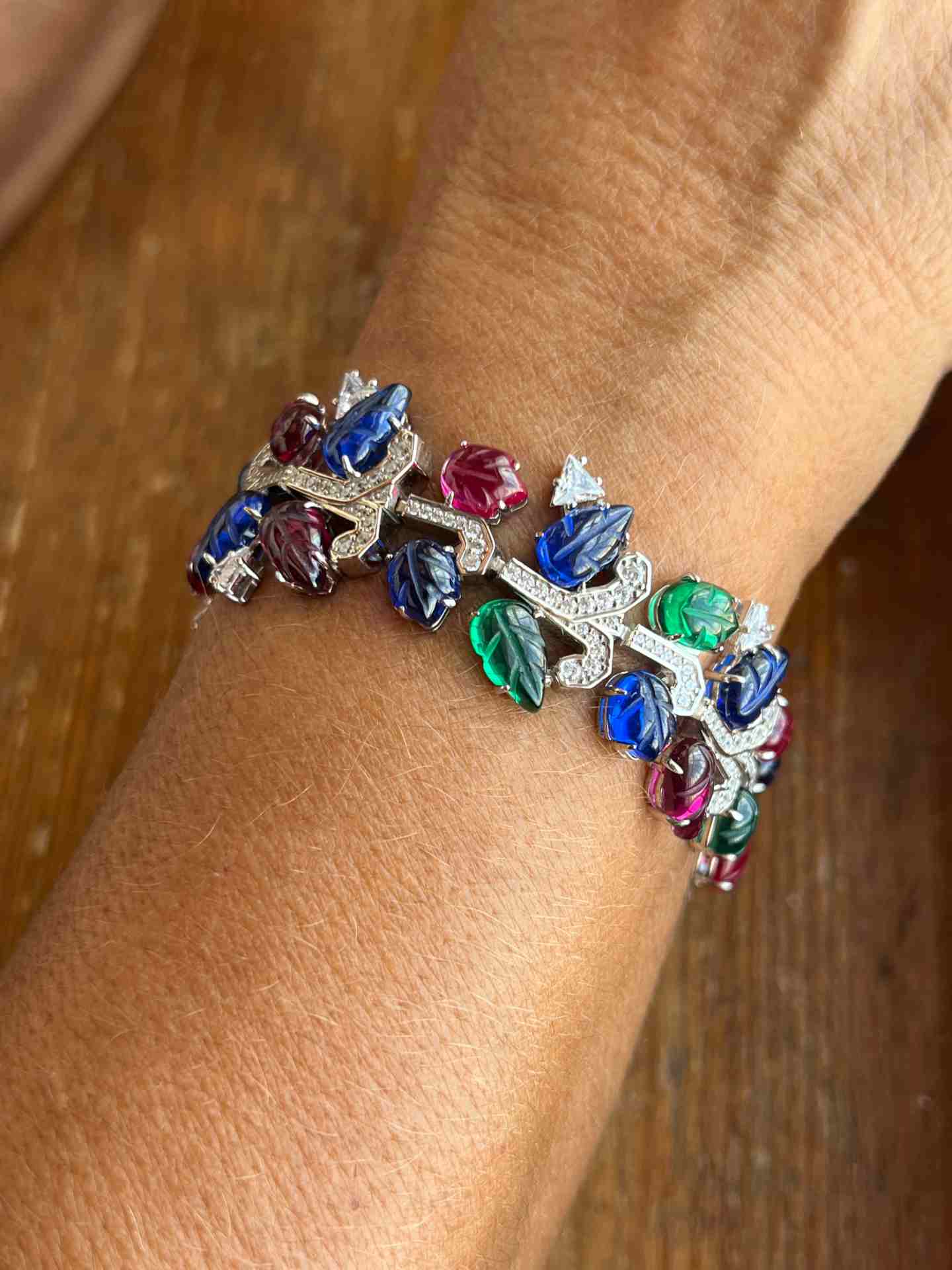 FRIDA bracelet, with colored stones in sterling silver