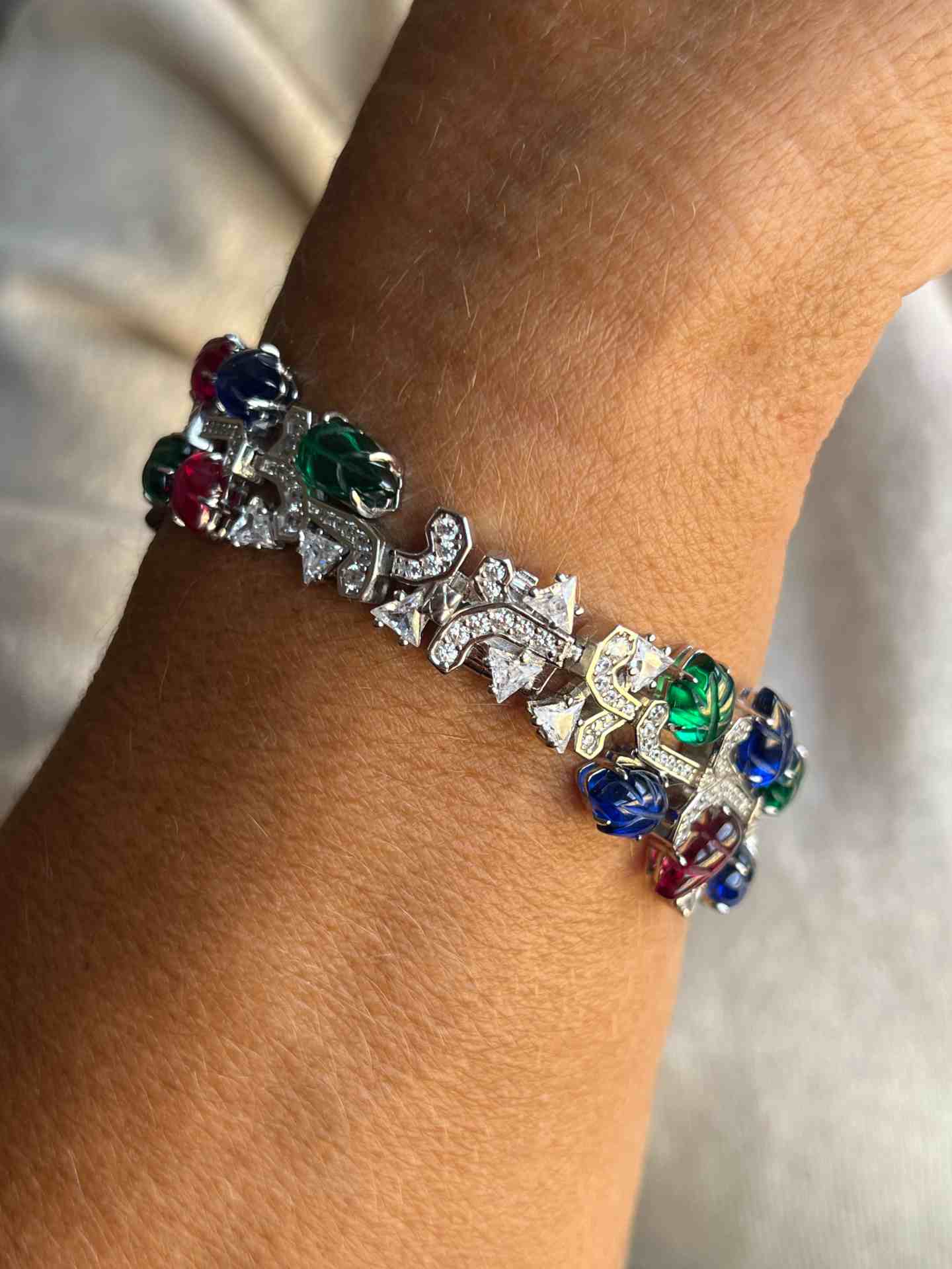 FRIDA bracelet, with colored stones in sterling silver