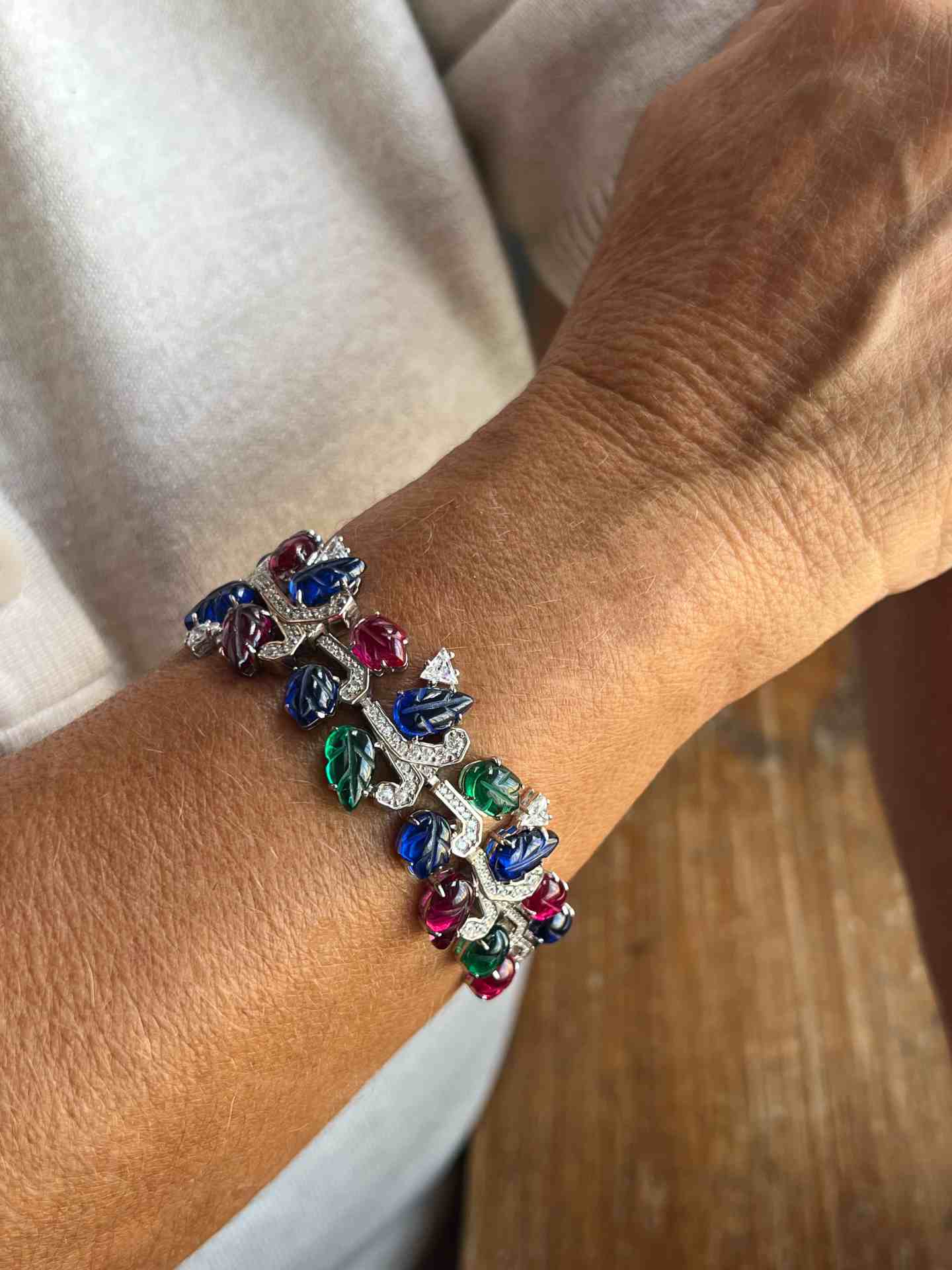 FRIDA bracelet, with colored stones in sterling silver