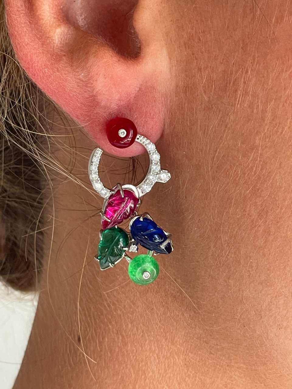 Pendientes de SIMONE,en plata 1ª ley con tutti frutti