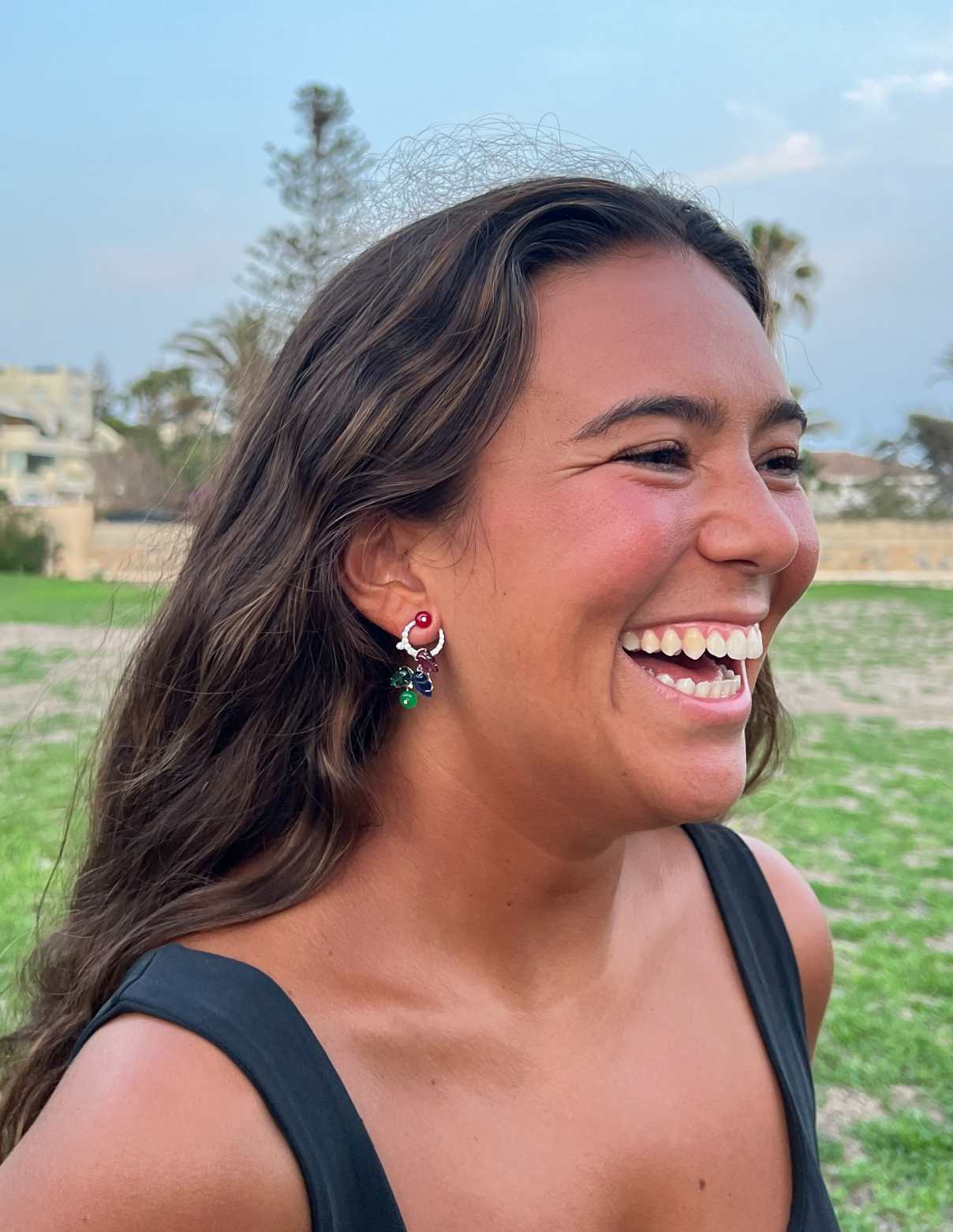 SIMONE earrings, in sterling silver with tutti frutti