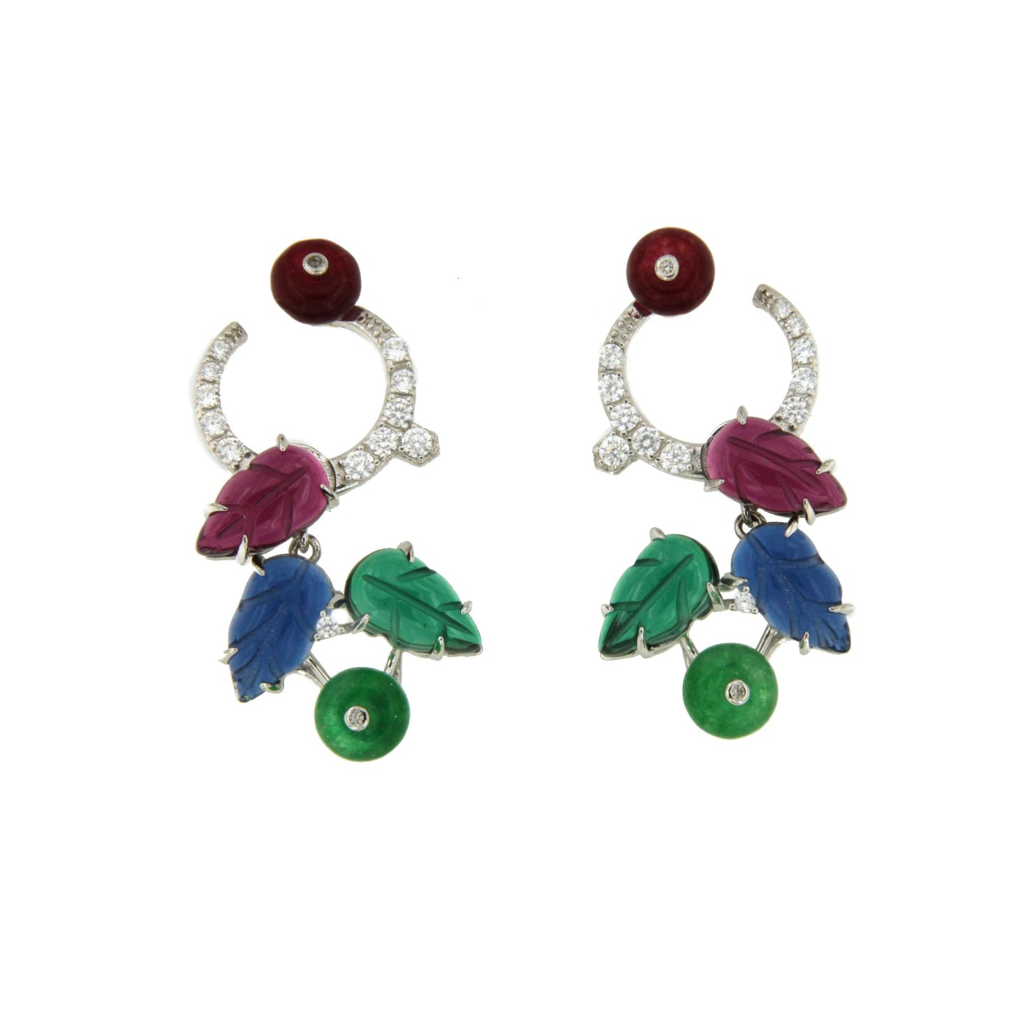 SIMONE earrings, in sterling silver with tutti frutti