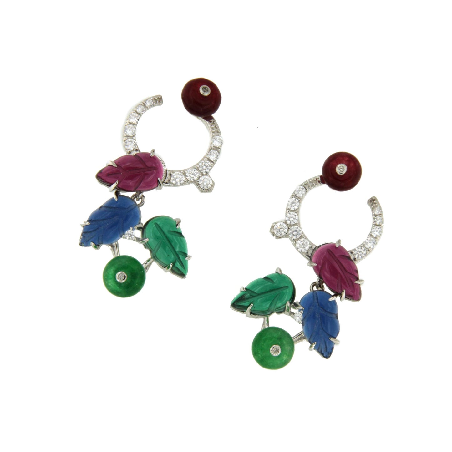 SIMONE earrings, in sterling silver with tutti frutti