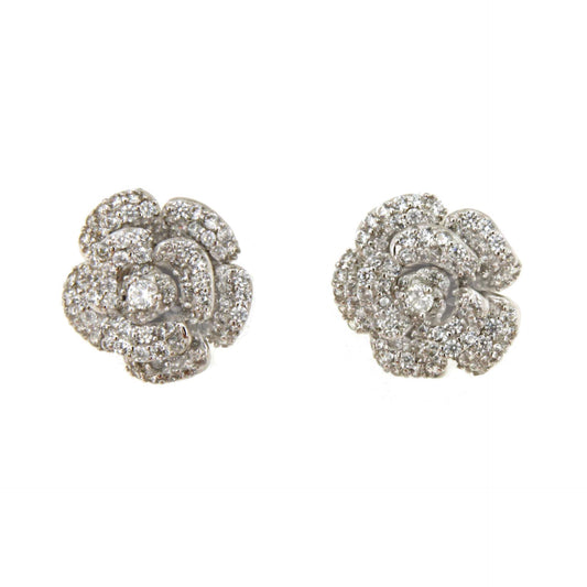 Brussels flower earrings in sterling silver with cubic zirconia