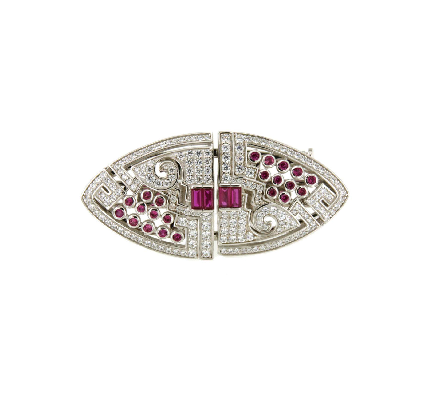 DUBAI detachable brooch on 925 silver earrings with ruby cubic zirconia