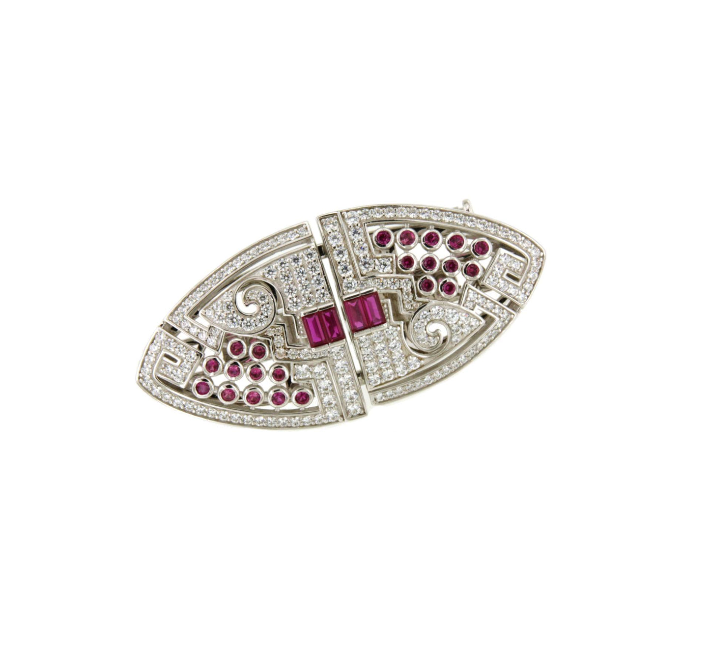 DUBAI detachable brooch on 925 silver earrings with ruby cubic zirconia