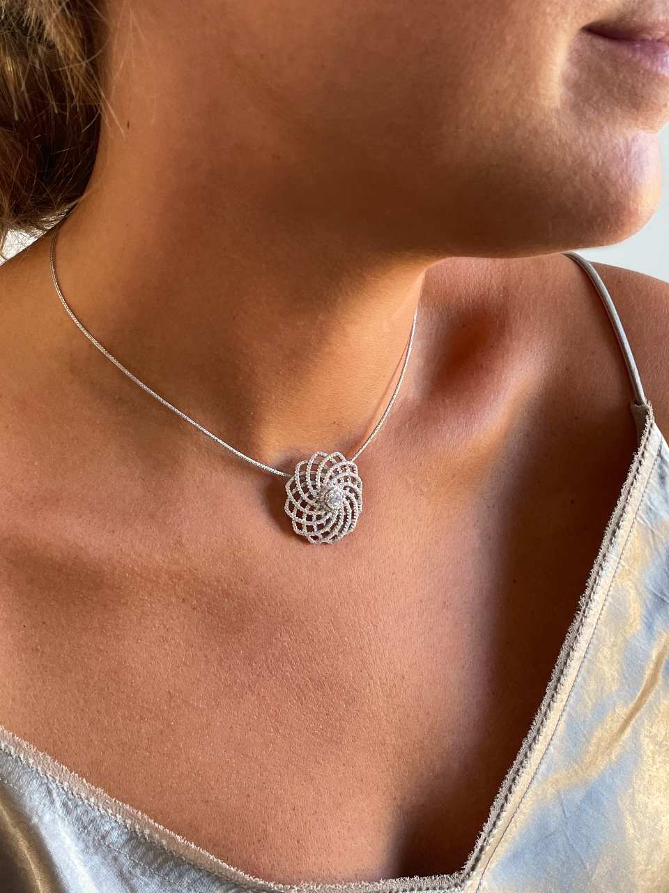 OMAN decorative spacer in sterling silver and cubic zirconia