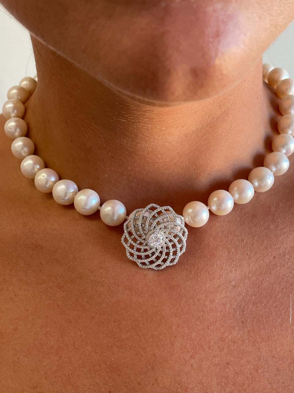 OMAN decorative spacer in sterling silver and cubic zirconia