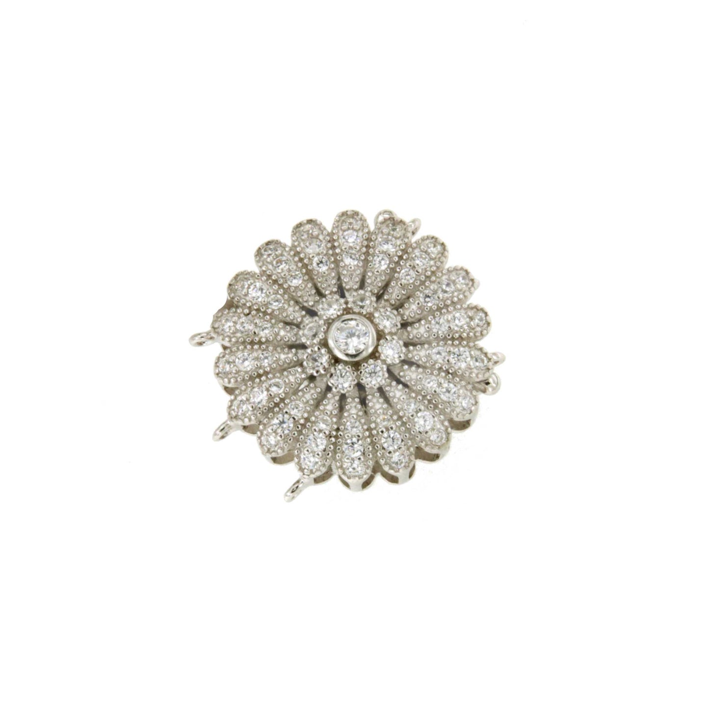 CALIFORNIA flower clasp in sterling silver and cubic zirconia