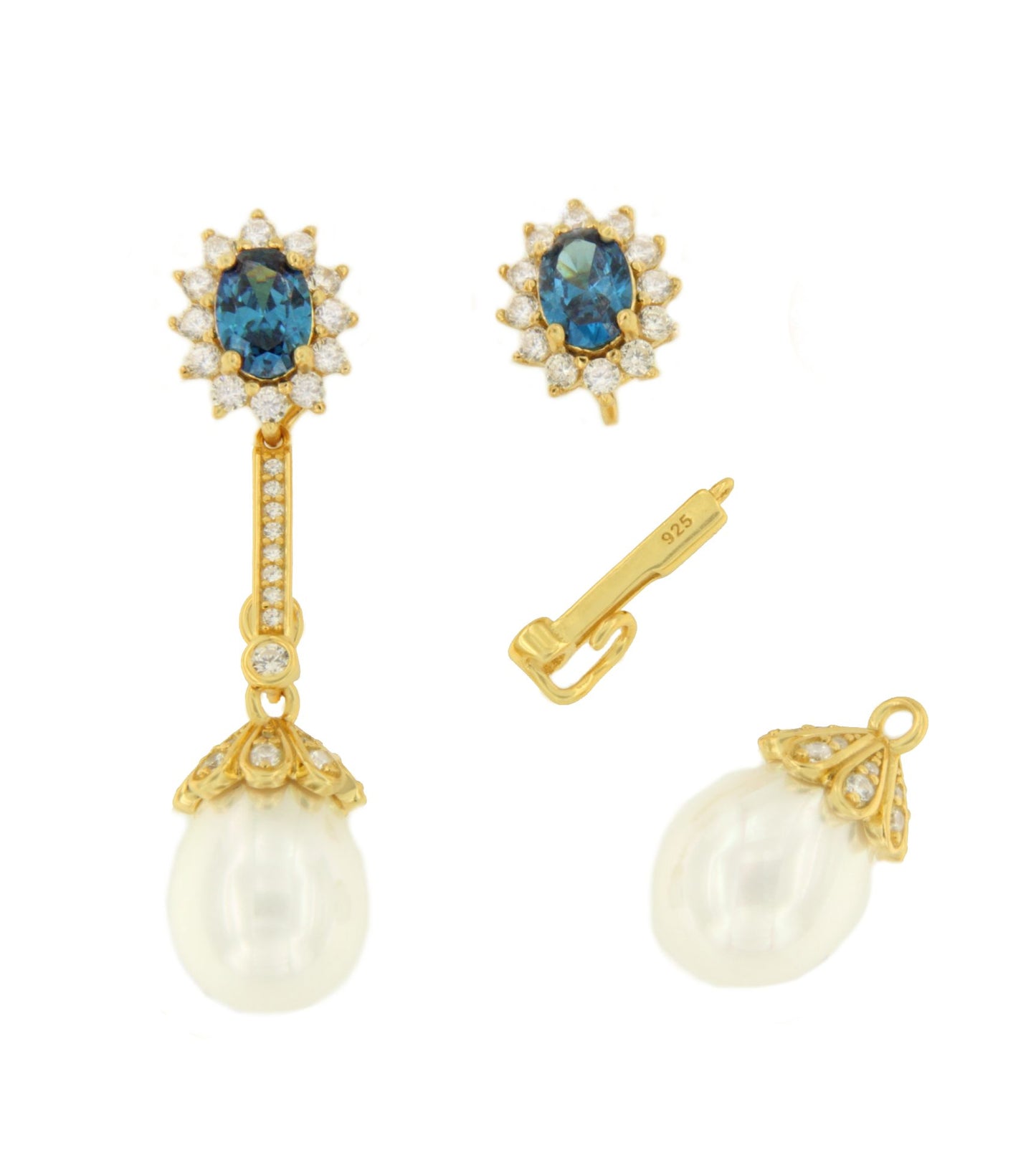 Colgante ZANZIBAR de plata con perla con casquilla de circonitas