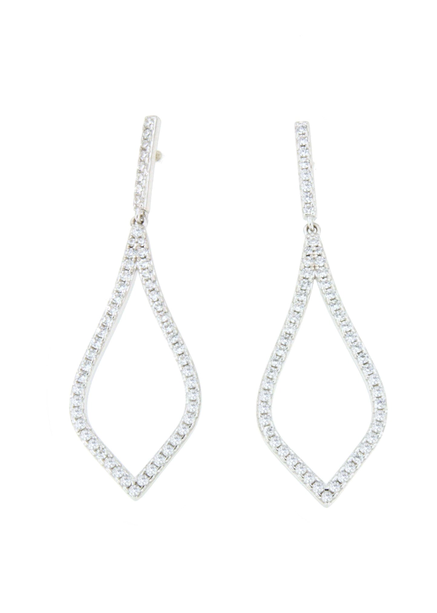 Long GOA earrings in sterling silver with cubic zirconia.
