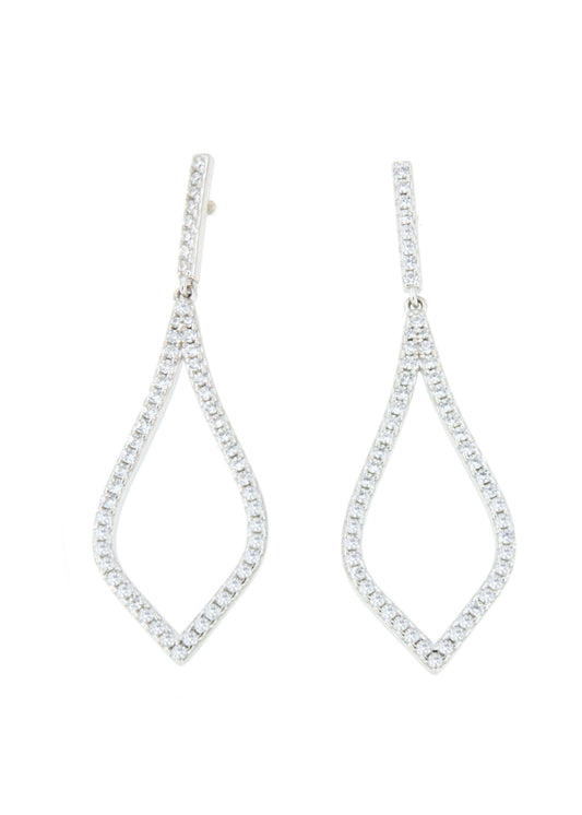Long GOA earrings in sterling silver with cubic zirconia.