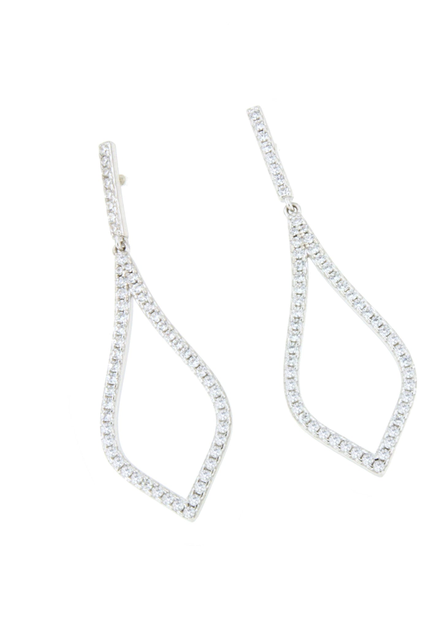 Long GOA earrings in sterling silver with cubic zirconia.