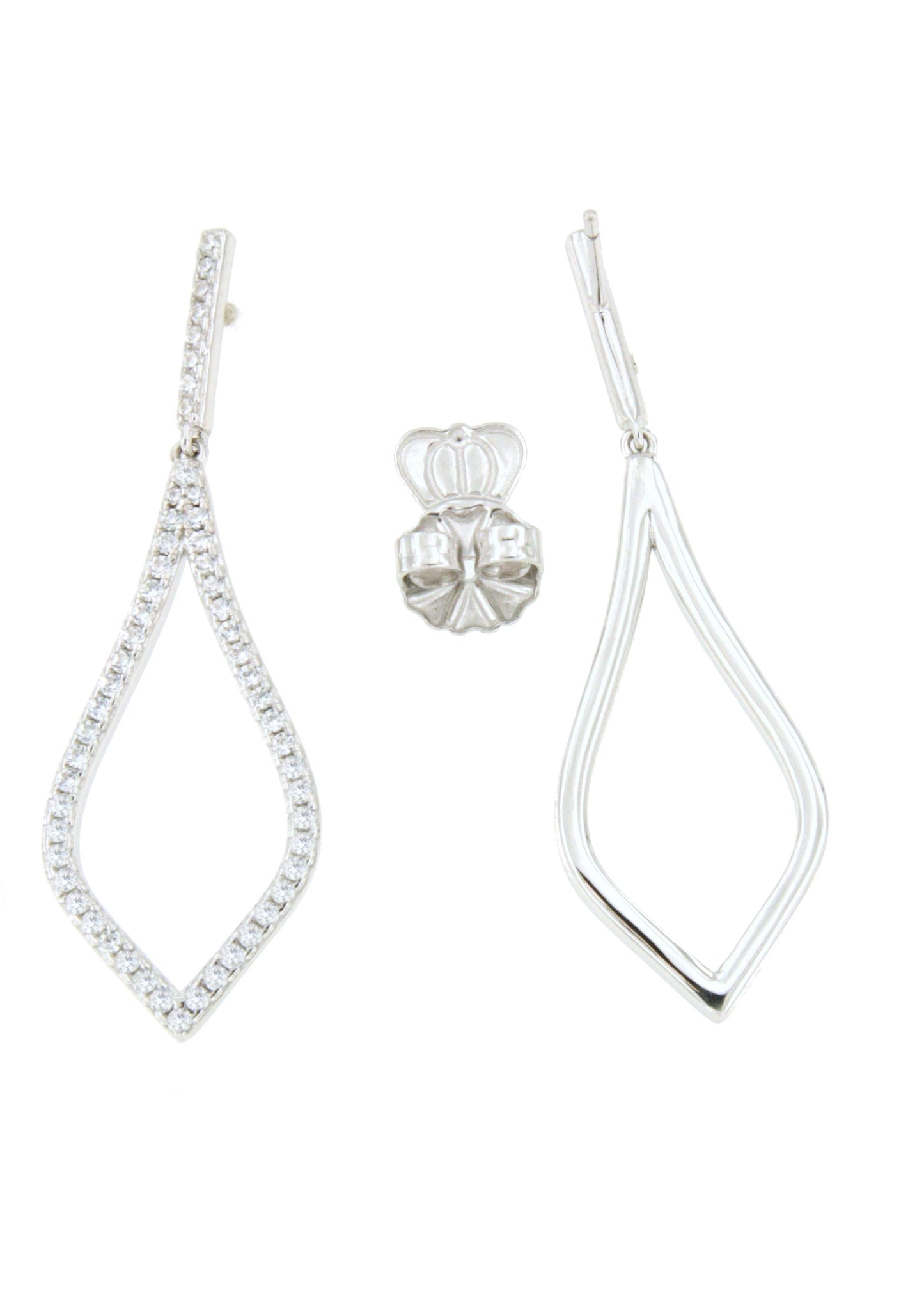 Long GOA earrings in sterling silver with cubic zirconia.