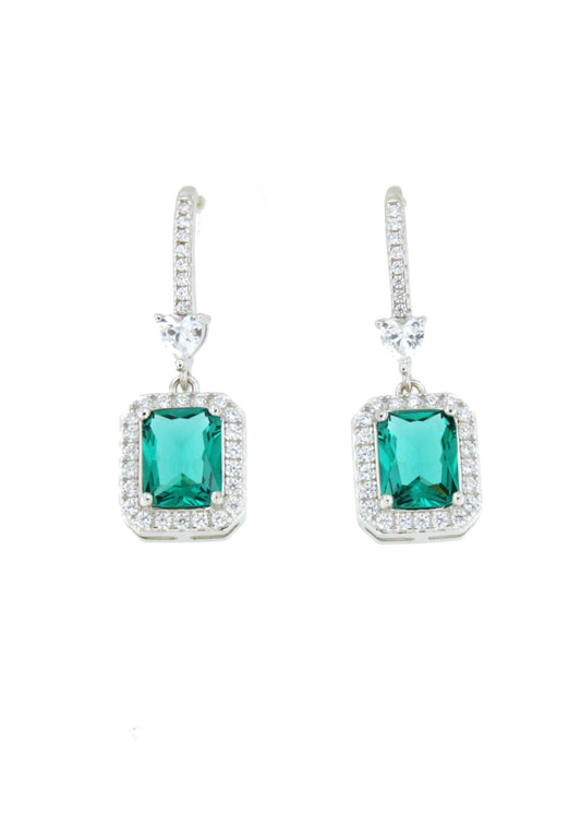 ETHIOPIA pendant earrings in sterling silver with cubic zirconia and emerald quartz.
