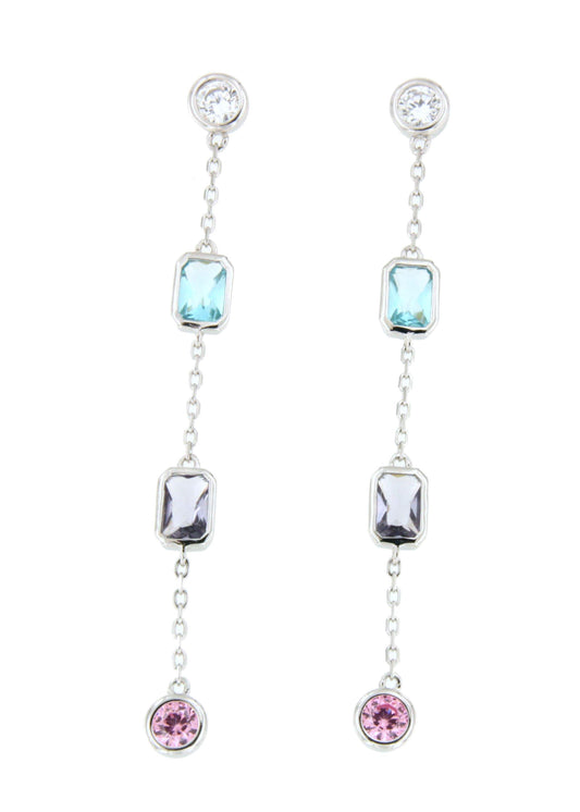 PATAGONIA long earrings in sterling silver with cubic zirconia and quartz