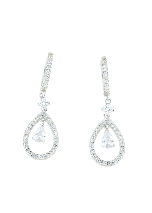 Long Corsica earrings in sterling silver with cubic zirconia.