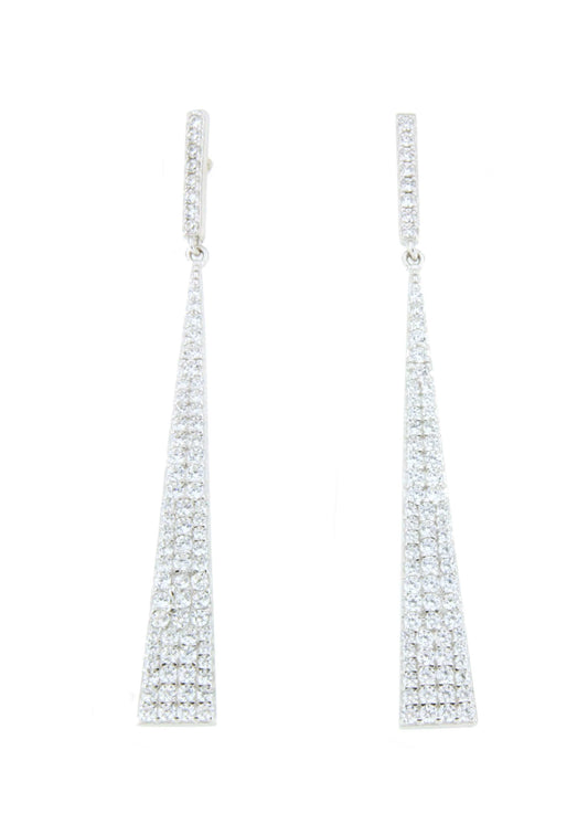 Long MALAWI earrings in sterling silver with cubic zirconia.