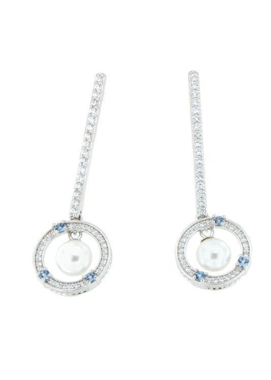 ARUBA long earrings in sterling silver with cultured pearl