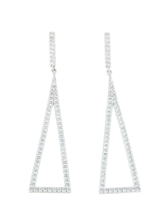 Long IPANEMA earrings in sterling silver with cubic zirconia.