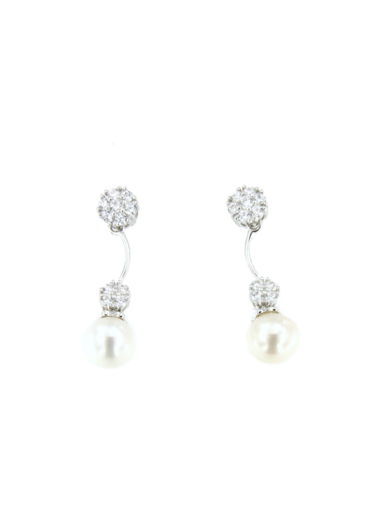 CANCUN earrings in sterling silver with cubic zirconia and pearls