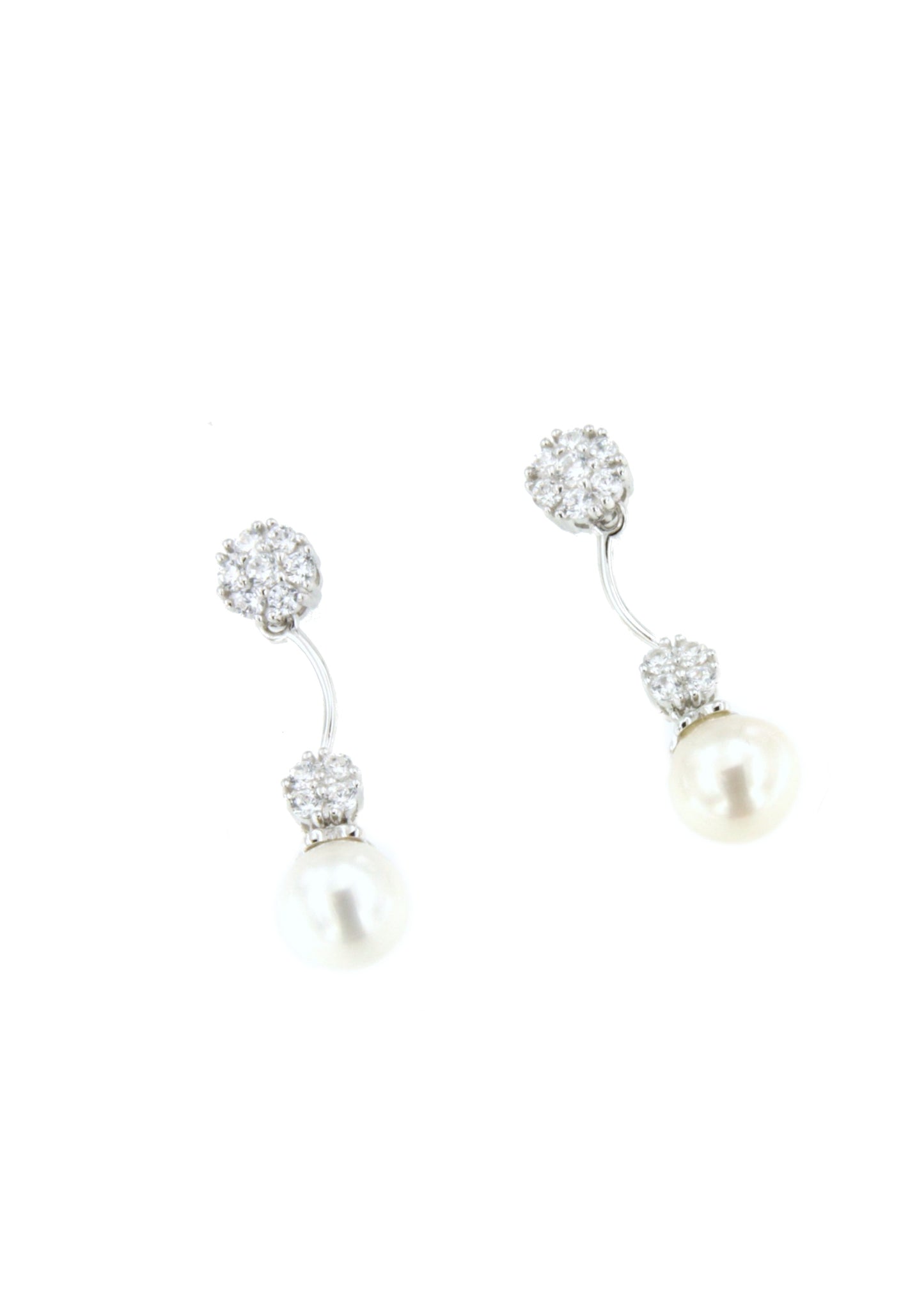 Pendientes CANCUN en plata de primera ley con circonitas y perlas