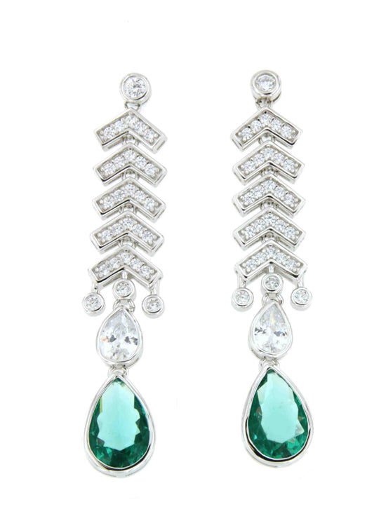 Long SEOUL earrings in spikes of cubic zirconia and quartz.