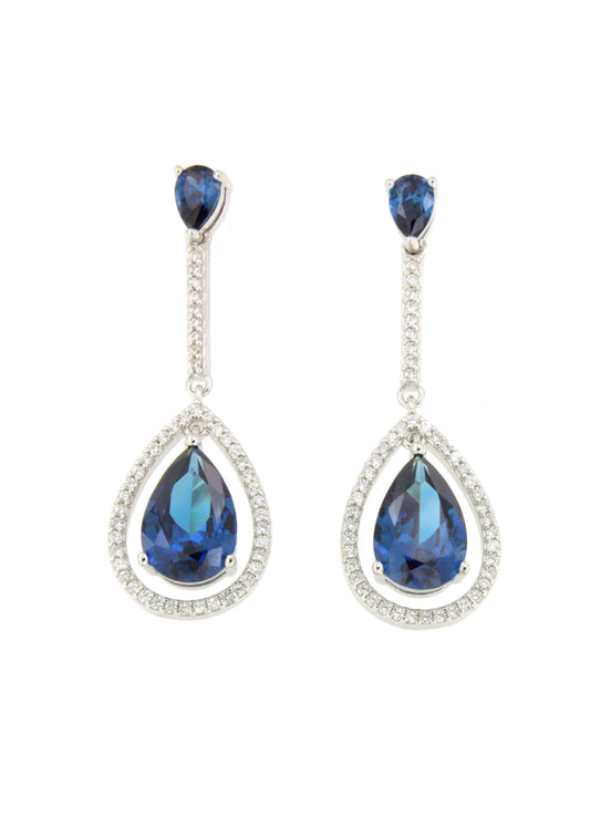 VERACRUZ long earrings in sapphire quartz/aquamarine