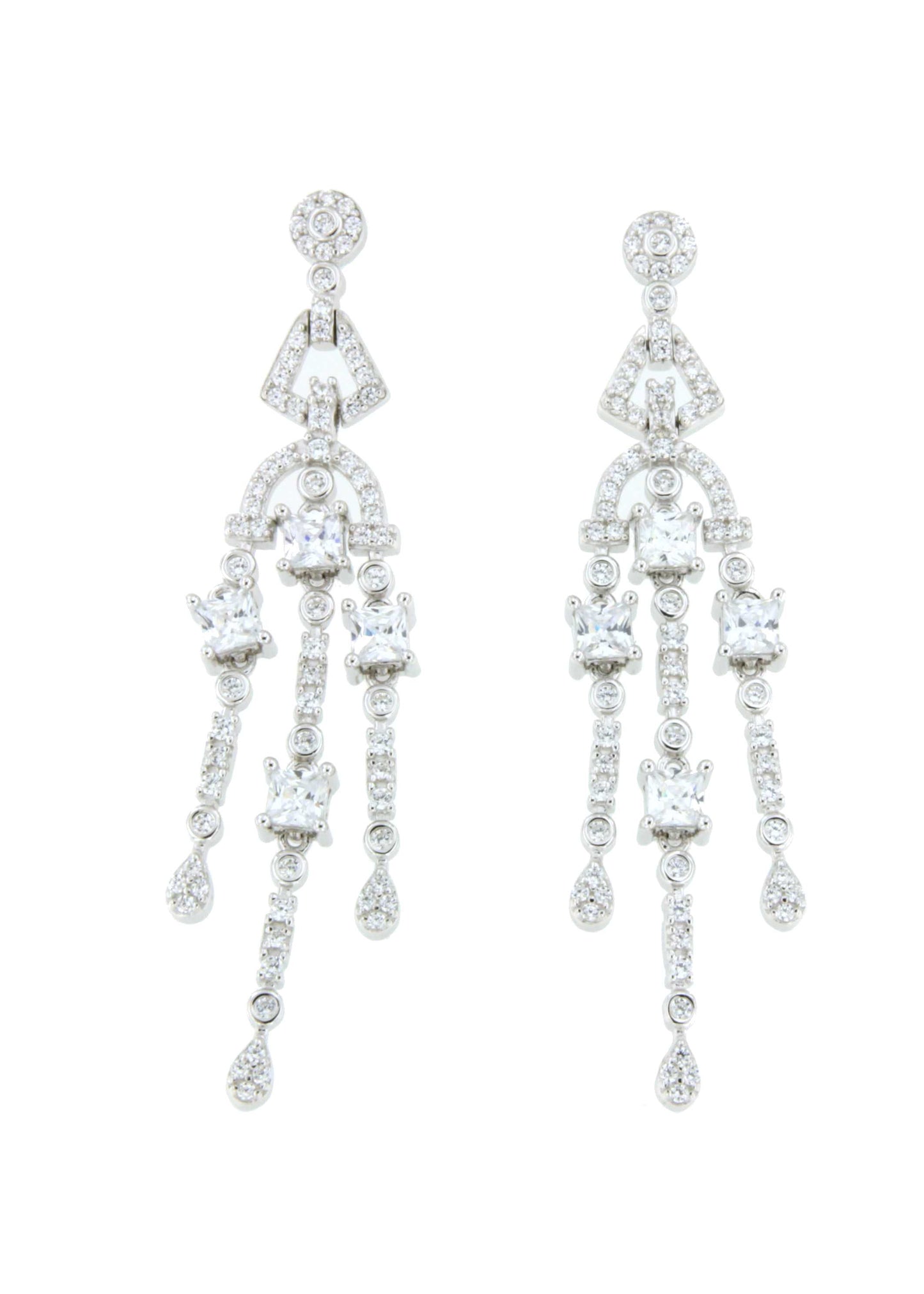 Long WARSAW earrings in white/emerald zircon spikes