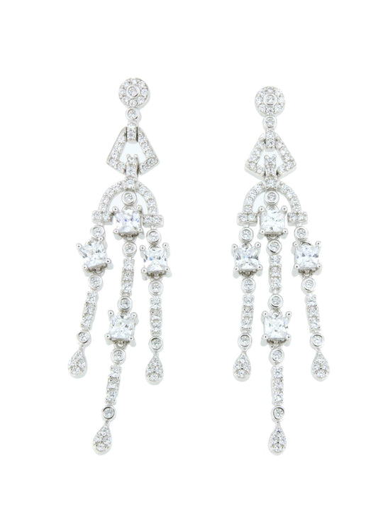 Long WARSAW earrings in white/emerald zircon spikes