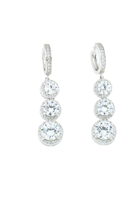 Long OPORTO earrings in sterling silver with cubic zirconia.
