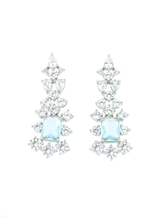 GOZO earrings in sterling silver with cubic zirconia and aquamarine quartz