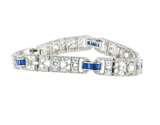 GANTE bracelet in rhodium-plated sterling silver with cubic zirconia and sapphire quartz