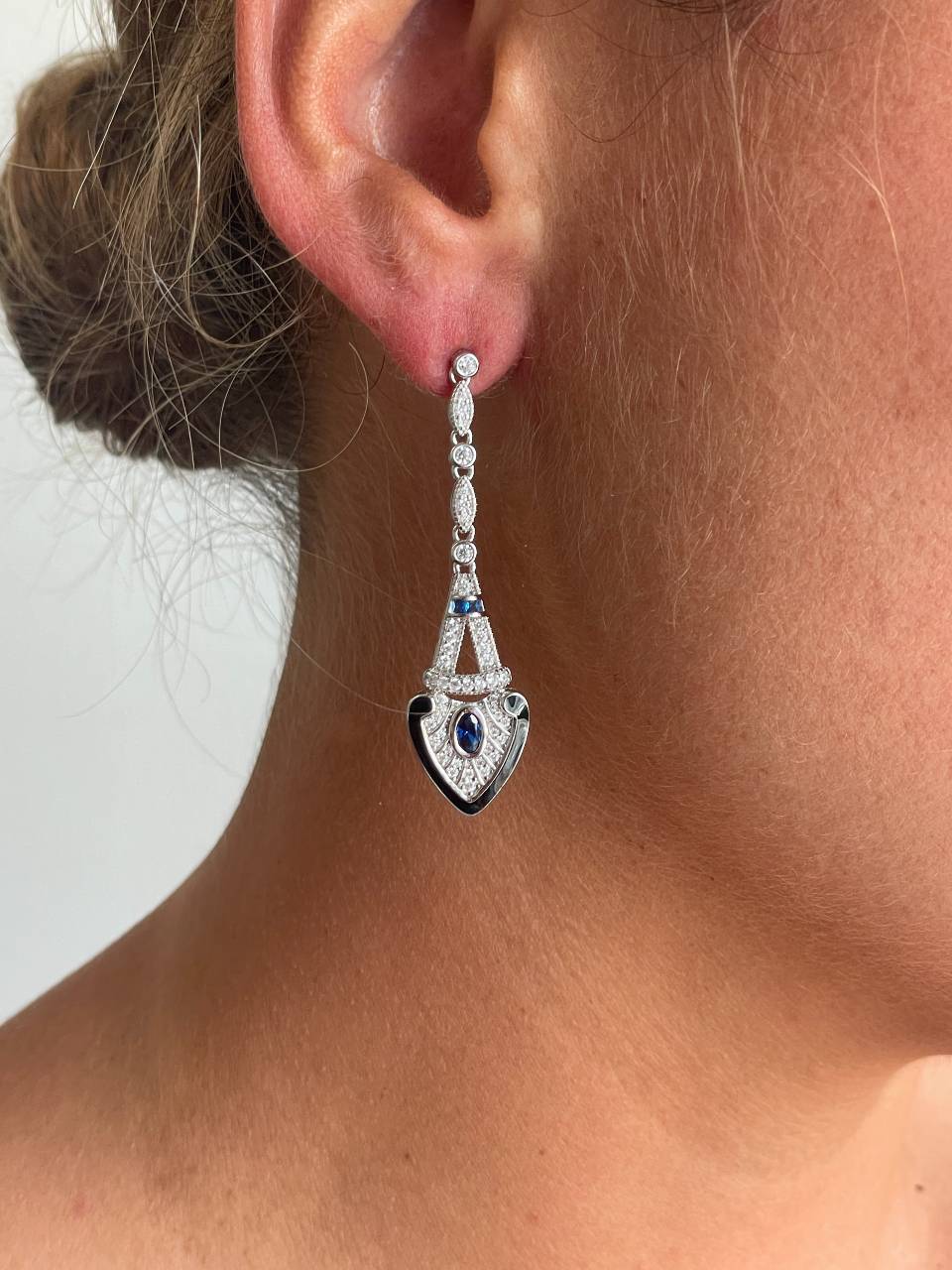 Pendientes BUENOS AIRES Art decó en plata primera ley con circonitas