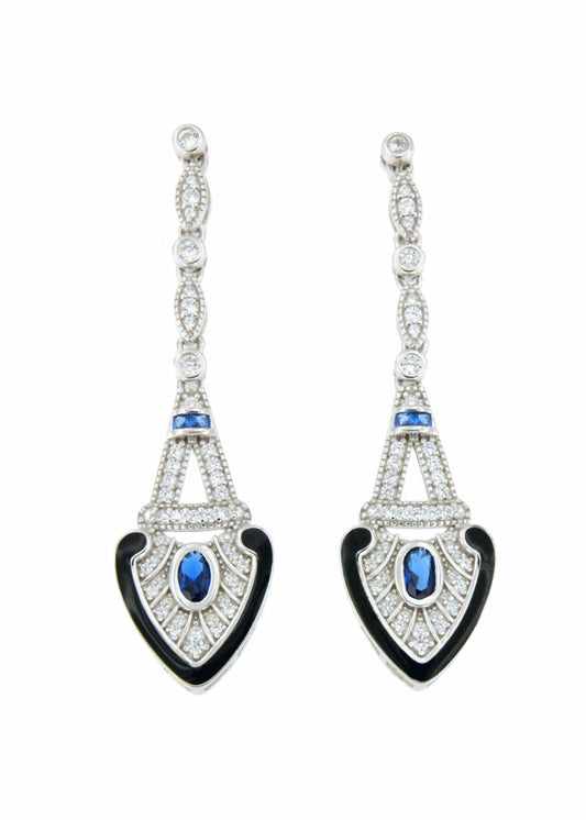 Buenos Aires Art Deco earrings in sterling silver with cubic zirconia