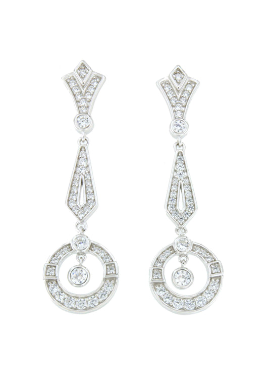 BUDAPEST bridal art deco earrings in sterling silver with cubic zirconia