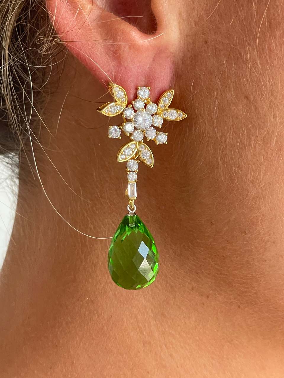 Detachable TAHITI earrings in sterling silver with cubic zirconia and pearls