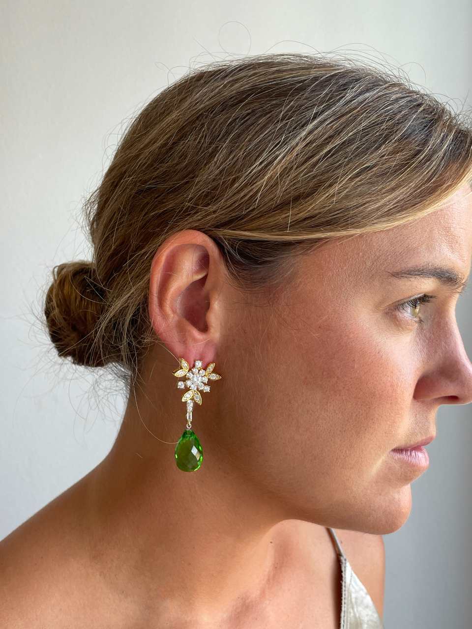 Detachable TAHITI earrings in sterling silver with cubic zirconia and pearls