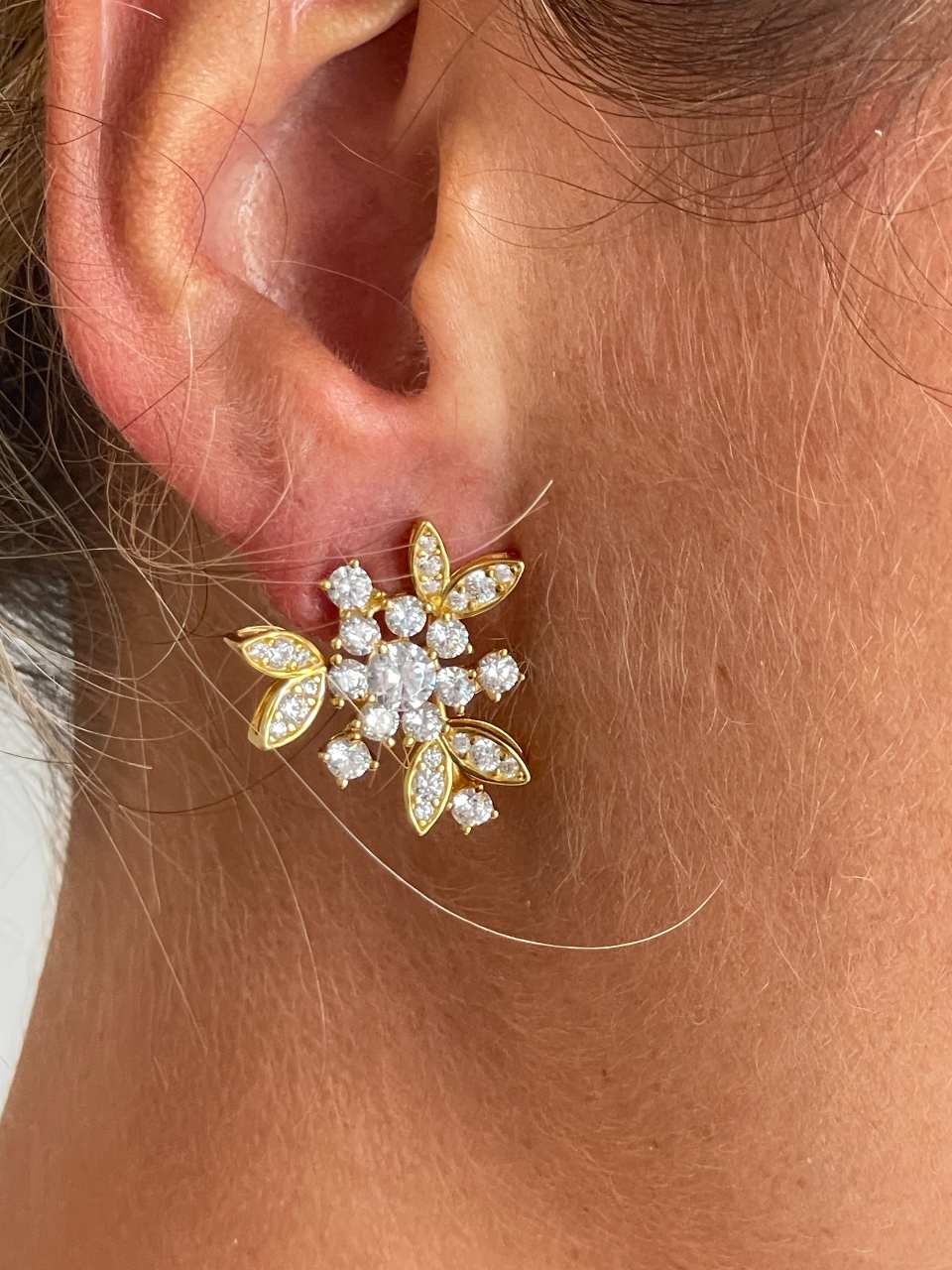 Detachable TAHITI earrings in sterling silver with cubic zirconia and pearls