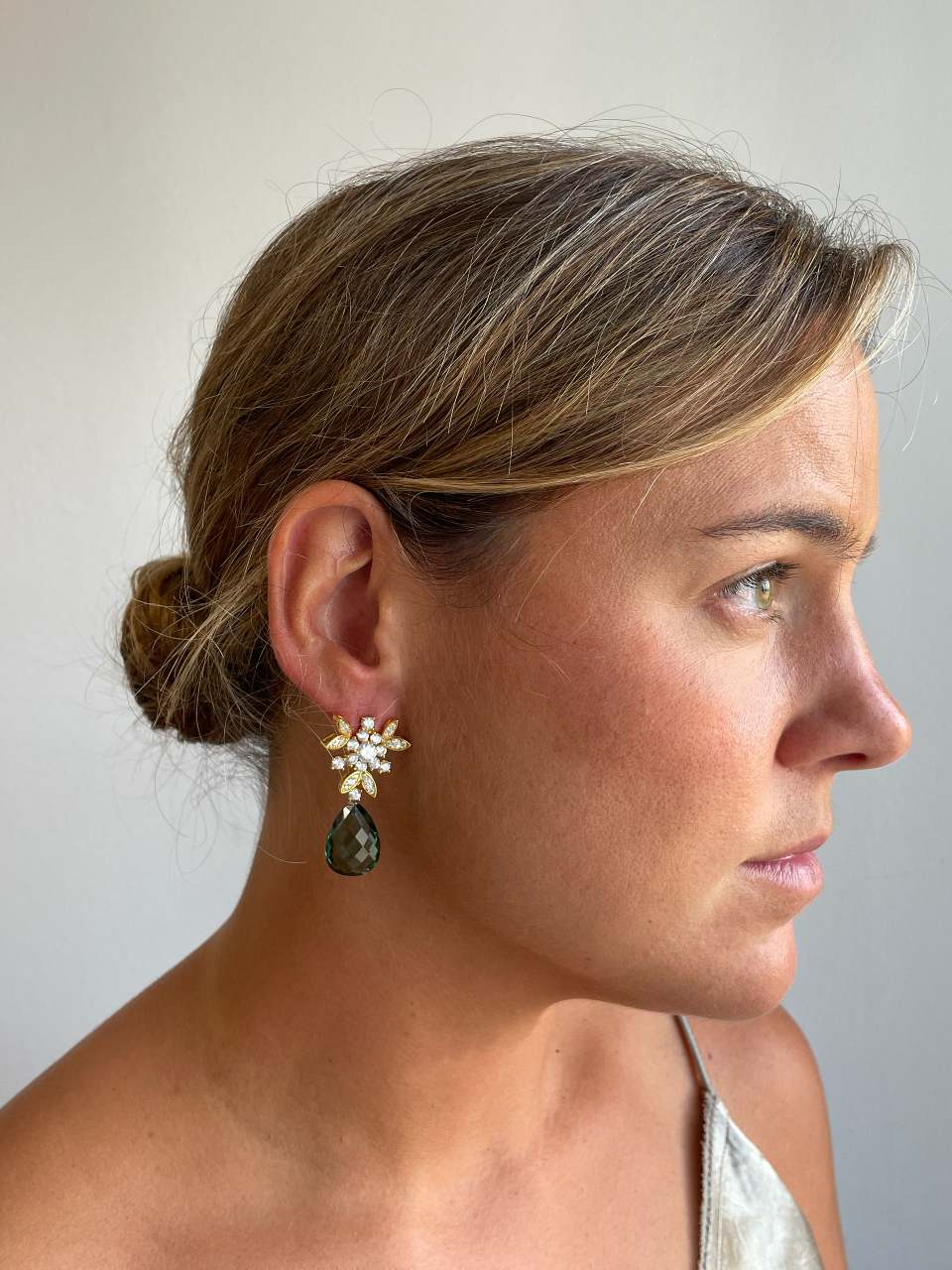 Detachable TAHITI earrings in sterling silver with cubic zirconia and pearls