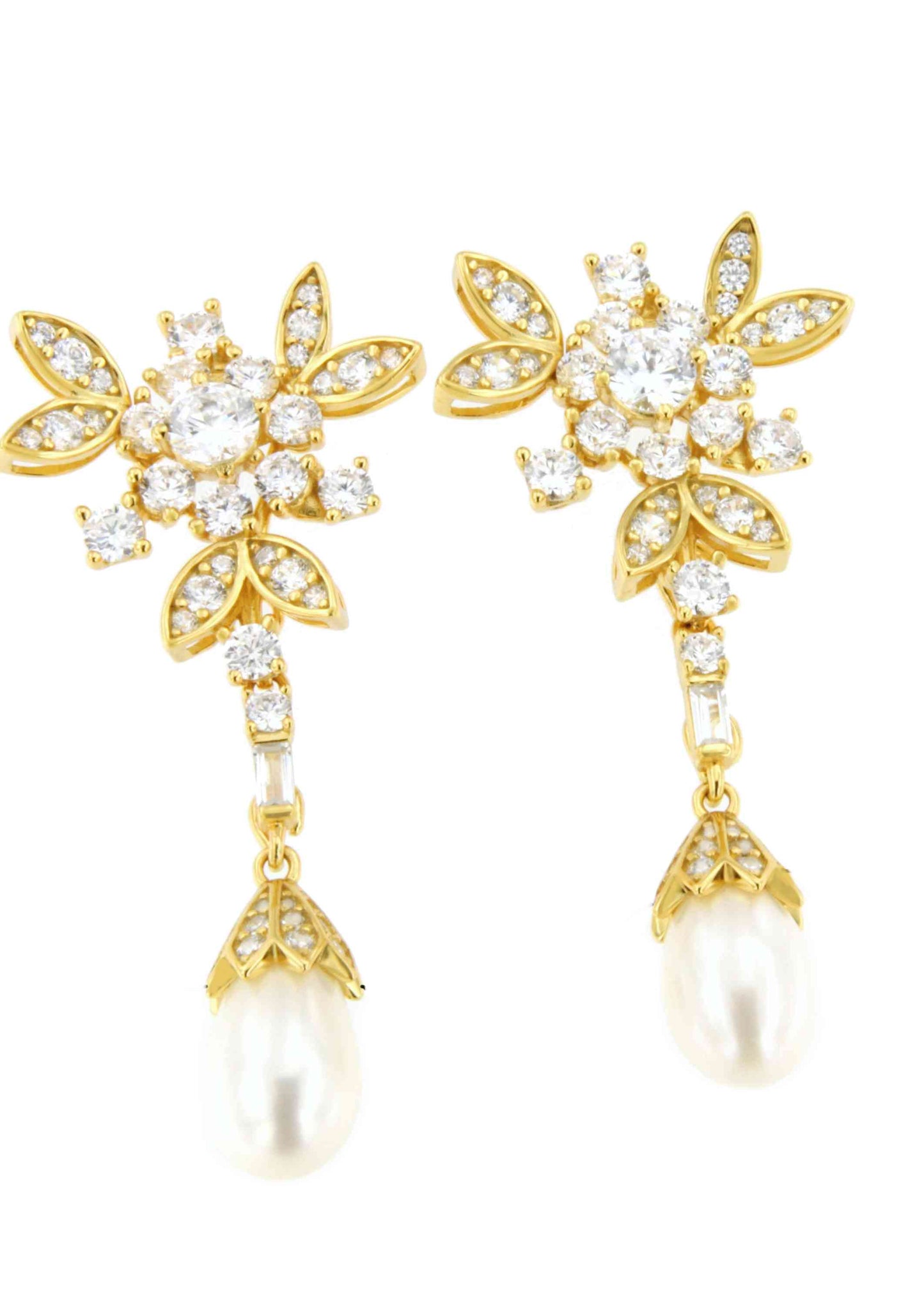 Detachable TAHITI earrings in sterling silver with cubic zirconia and pearls