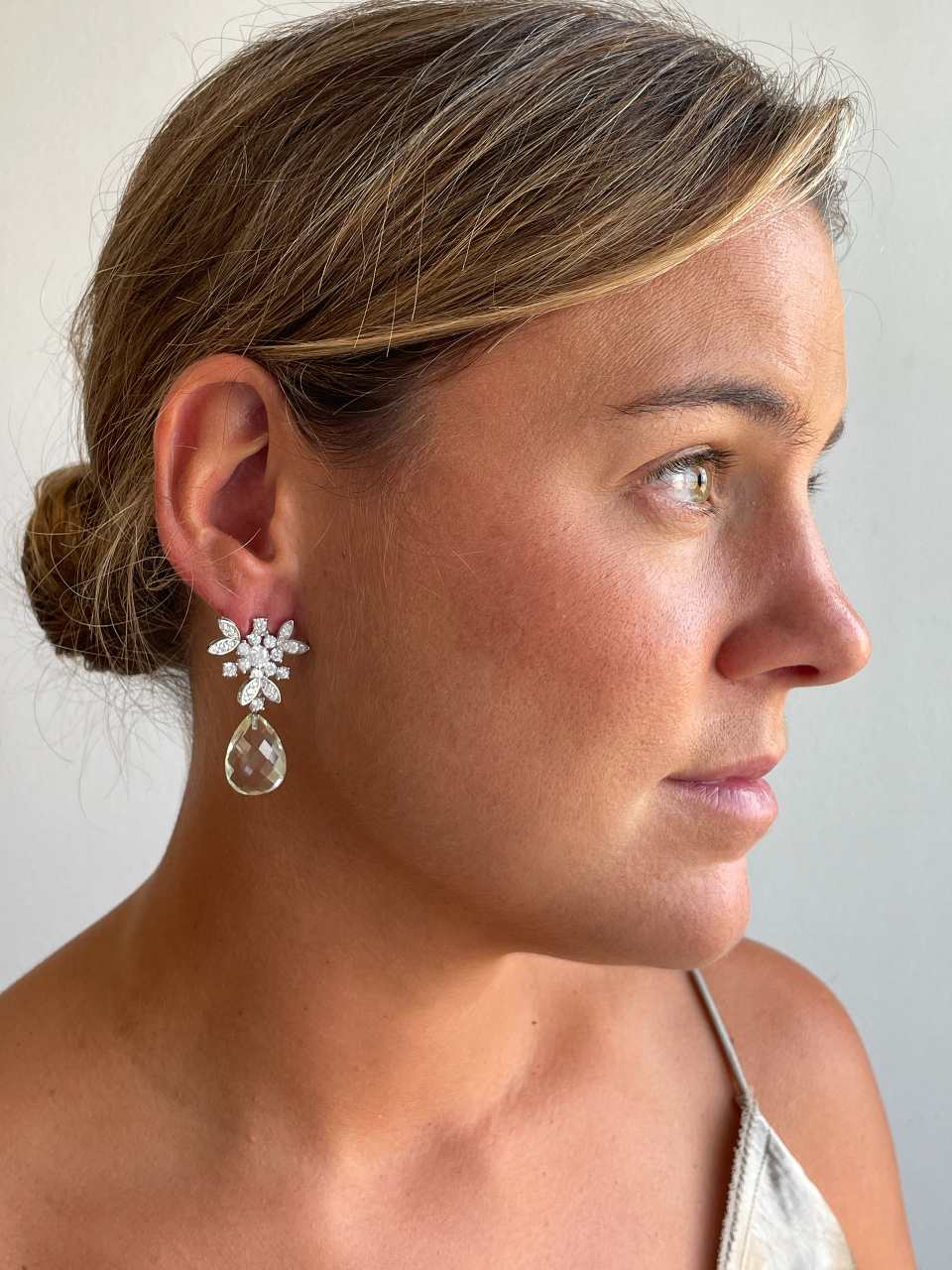 Detachable TAHITI earrings in sterling silver with cubic zirconia and pearls