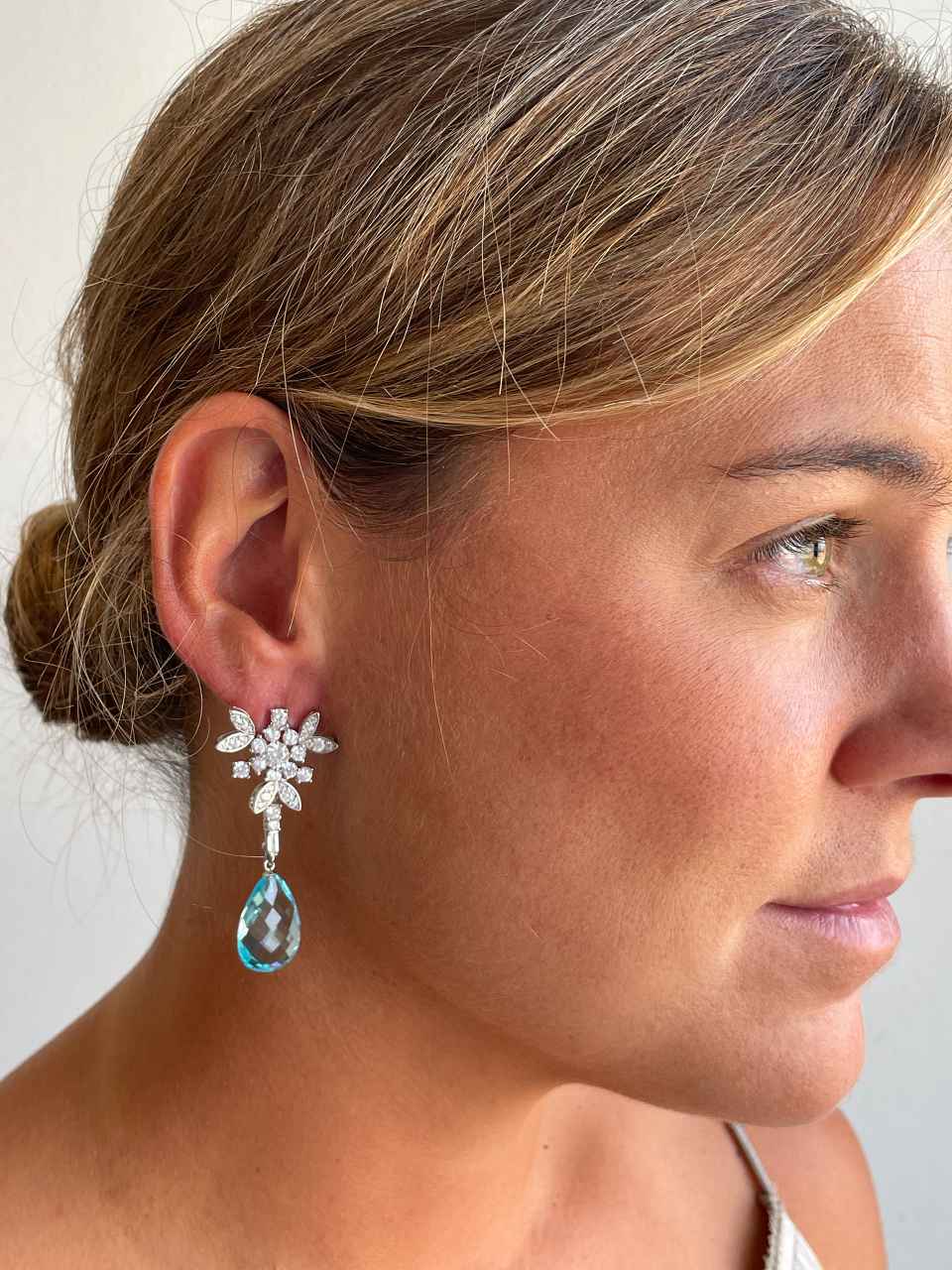 Detachable TAHITI earrings in sterling silver with cubic zirconia and pearls