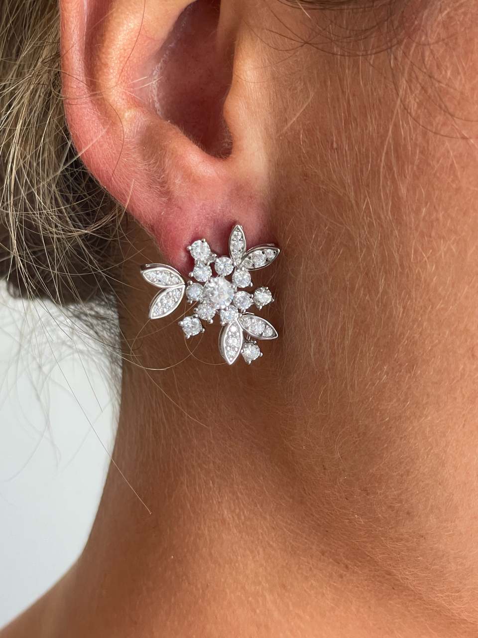 Detachable TAHITI earrings in sterling silver with cubic zirconia and pearls