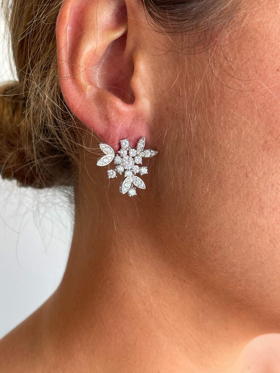 Detachable TAHITI earrings in sterling silver with cubic zirconia and pearls