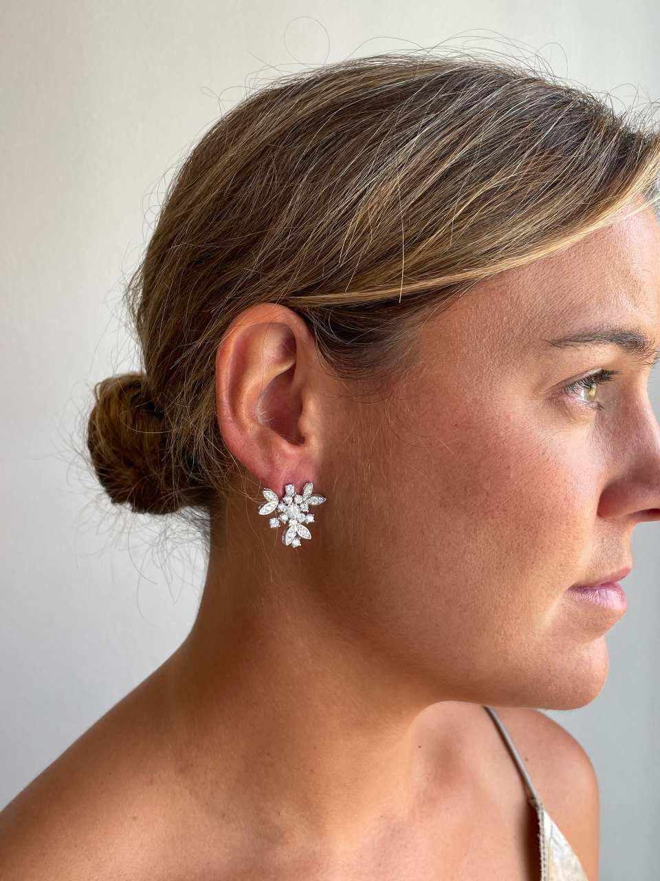 Detachable TAHITI earrings in sterling silver with cubic zirconia and pearls