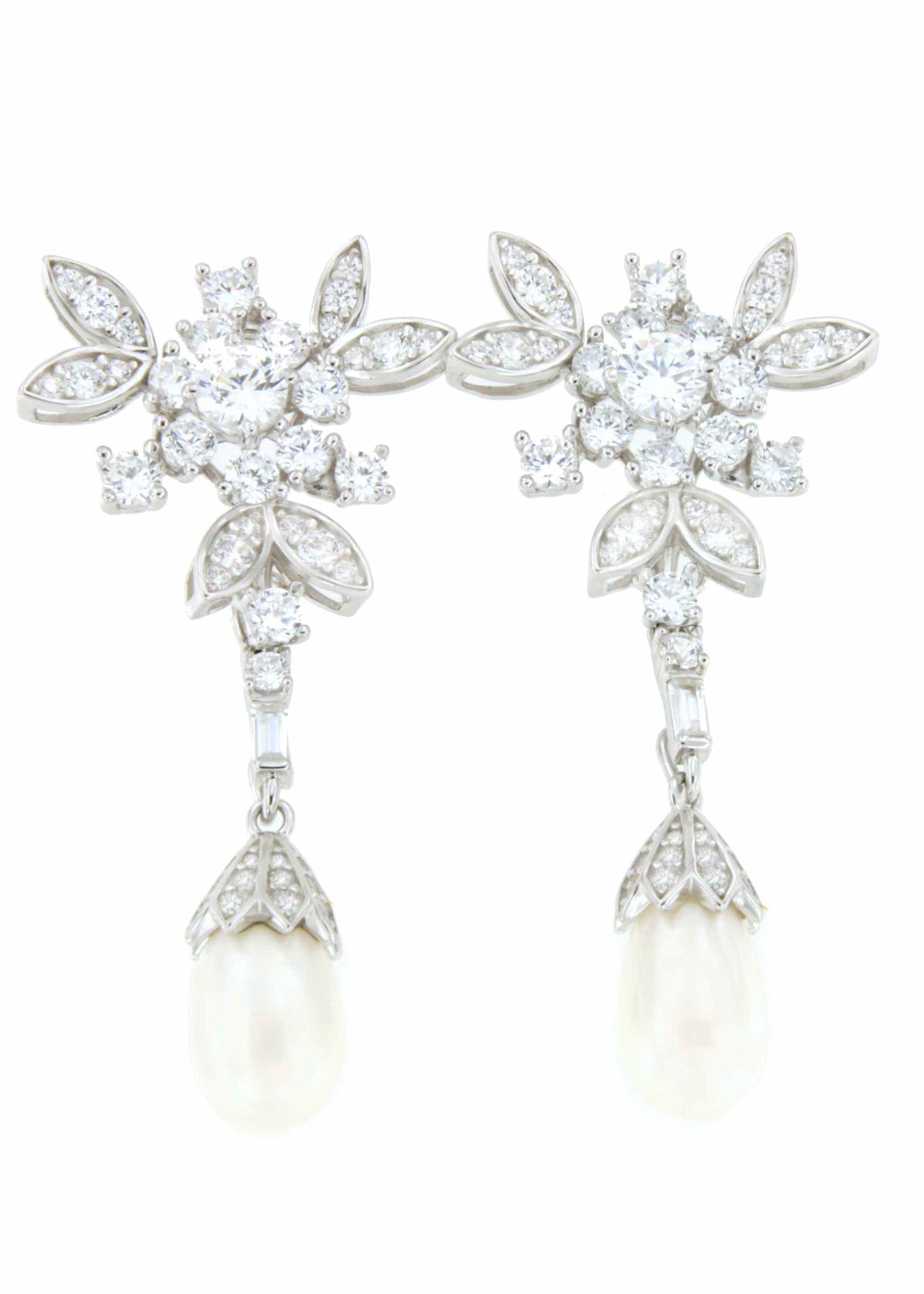 Detachable TAHITI earrings in sterling silver with cubic zirconia and pearls