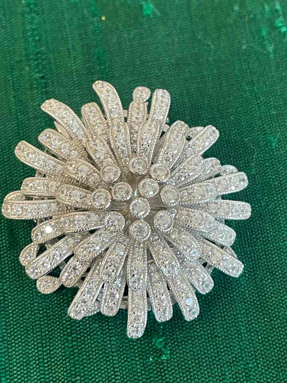 Broche FLOR colgante art deco en plata de ley 925 con circonitas.